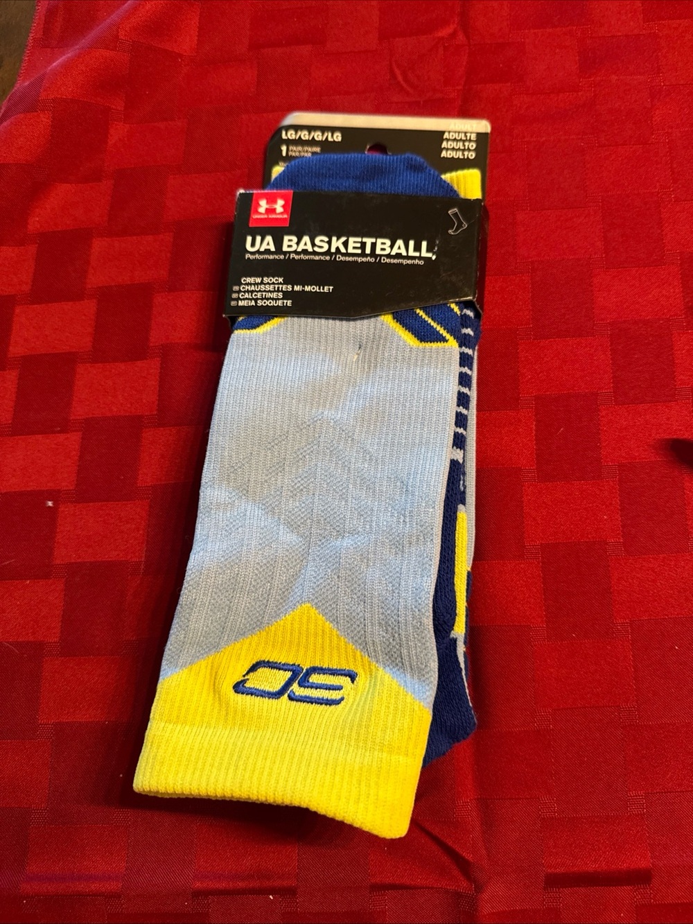 Under Armour Basketball Crew Socks in Blue, Yellow & Light Blue